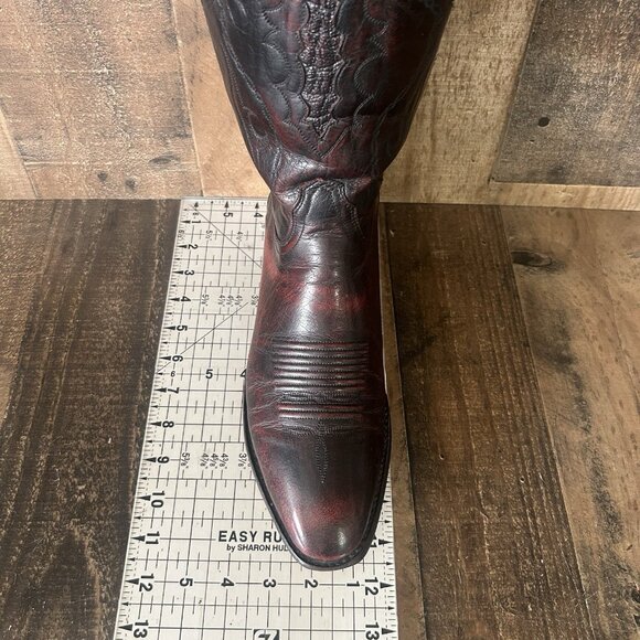 Lucchese 2000 Black Cherry T3203S Leather Inlay Cowboy Boots Mens 10.5 D - Picture 6 of 12